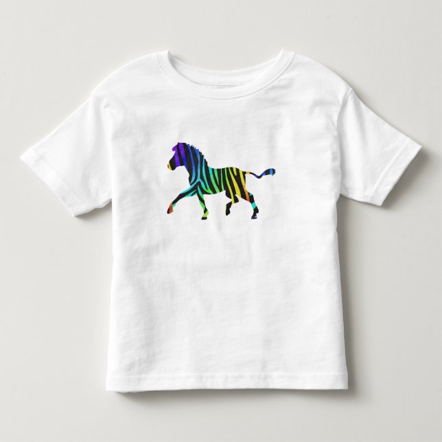 Zebra Black und Rainbow Silhouette Kleinkind T-shirt (Vorderseite)