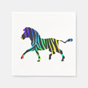 Zebra Black und Rainbow Silhouette Serviette
