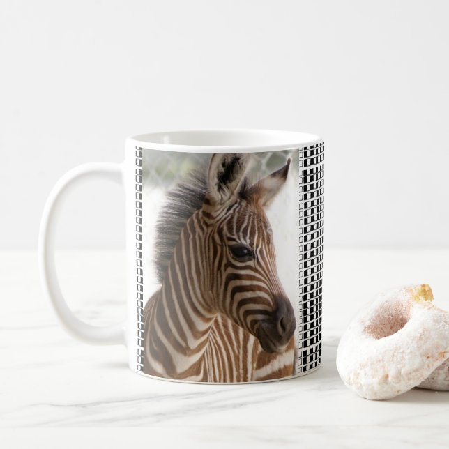 Zebra Black & White Checkered Mug Kaffeetasse (Mit Donut)