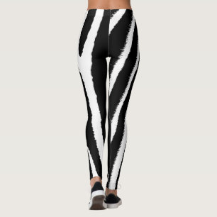Zebra Black & White Vertikal Muster Leggings