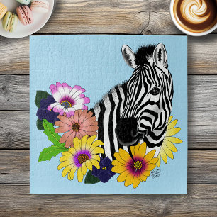 Zebra Blau Farbige Margerite Floral Wildlife
