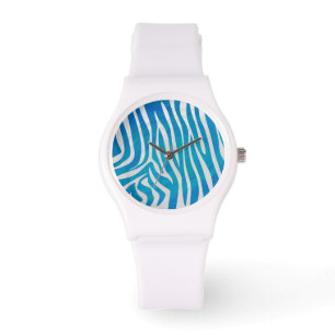 Zebra Blau und Weiß Armbanduhr