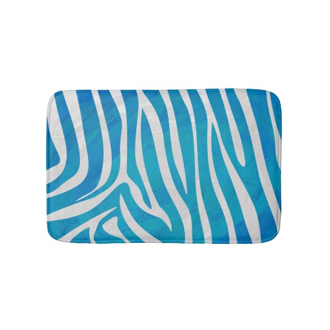 Zebra Blau und Weiß Badematte (Vorderseite)