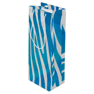 Zebra Blau und Weiß Geschenktüte Für Weinflaschen