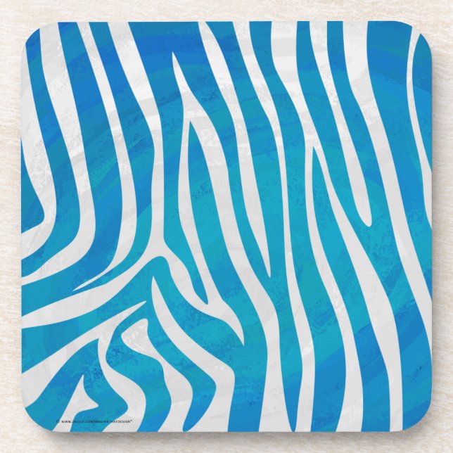 Zebra Blau und Weiß Getränkeuntersetzer (Vorderseite)