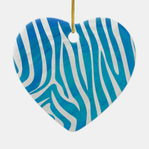 Zebra Blau und Weiß Keramik Ornament