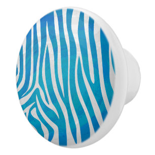 Zebra Blau und Weiß Keramikknauf