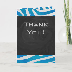 Zebra Blau und Weiß mit Monogramm Karte