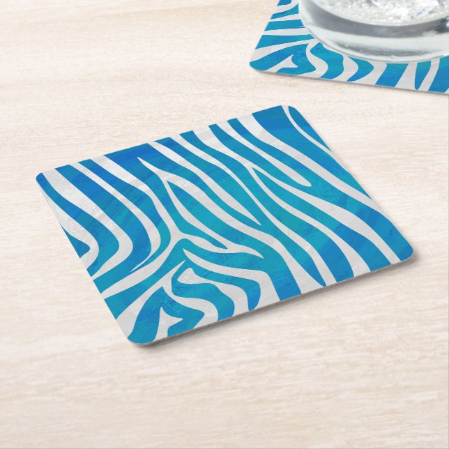 Zebra Blau und Weiß Rechteckiger Pappuntersetzer (angewinkelt)