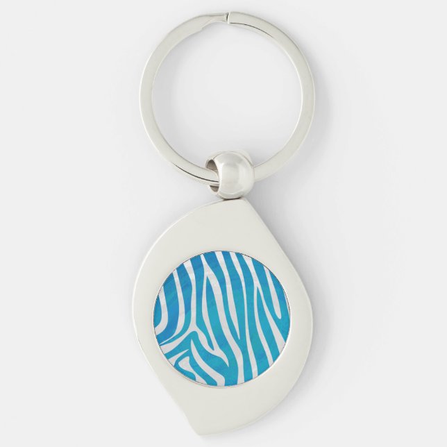 Zebra Blau und Weiß Schlüsselanhänger (Vorderseite)