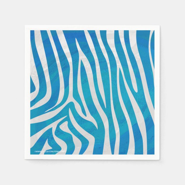 Zebra Blau und Weiß Serviette (Vorderseite)