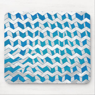 Zebra Blau und Weiß Zickzack Mousepad