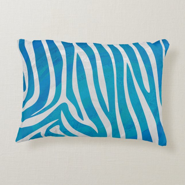 Zebra Blau und Weiß Zierkissen (Rückseite)