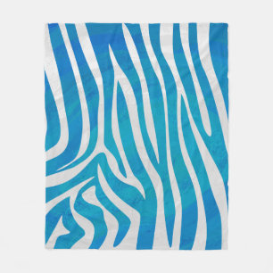 Zebra Blau-Weiß-Print Fleecedecke