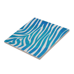 Zebra Blau-Weiß-Print Fliese