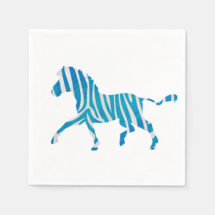 Zebra Blau-Weiße Silhouette Serviette