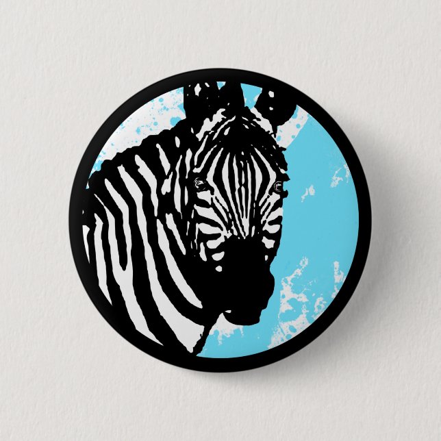zebra. blaue Gruge. Kreis. Button (Vorderseite)