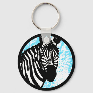 zebra. blaue Gruge. Kreis. Schlüsselanhänger