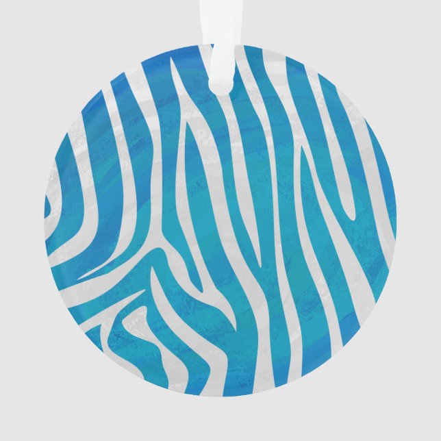 Zebra-blauer und weißer Druck Ornament (Rückseite)