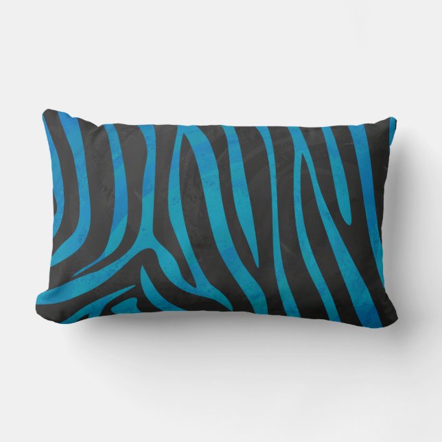 Zebra Blue und Black Print Lendenkissen (Vorderseite)
