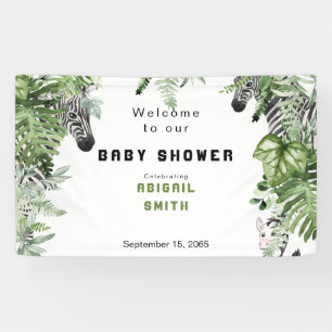 Zebra Botanical Baby Dusche Willkommen Banner