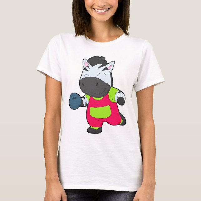 Zebra Bowling Bowlingkugel Sport T-Shirt (Vorderseite)