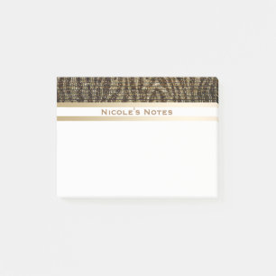 Zebra Braun Gold Glanz Trendy Personalisiert Post-it Klebezettel