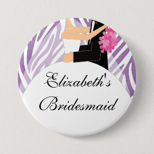 Zebra-Braut-Brautjungfern-Knopf/Button lila Button
