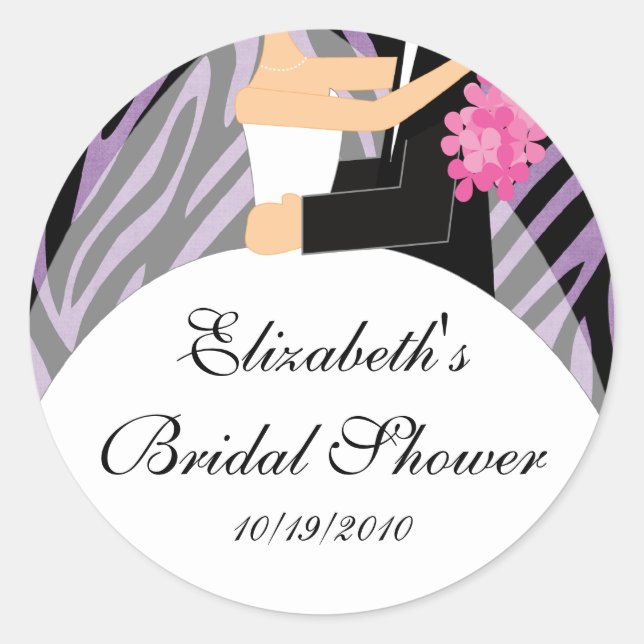 Zebra Bride Groom Brautparty Sticker Lila (Vorderseite)
