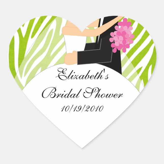 Zebra Bride Groom Brautparty Sticker Lime Green (Vorderseite)