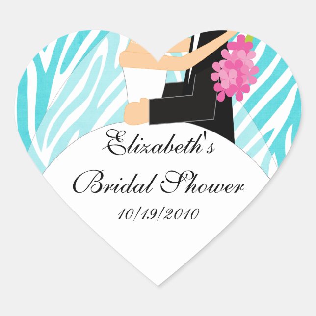 Zebra Bride Groom Brautparty Sticker Türkis (Vorderseite)