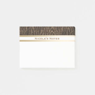 Zebra Brown Gold Sparkle Glam Trendy Personalisier Post-it Klebezettel