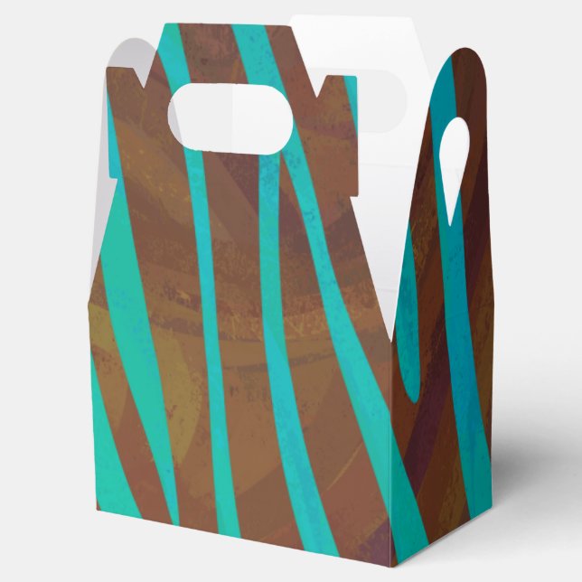 Zebra Brown und Aquamarin Print Geschenkschachtel (Geöffnet)
