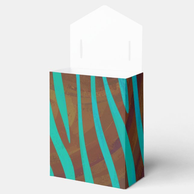 Zebra Brown und Aquamarin Print Geschenkschachtel (Geöffnet)
