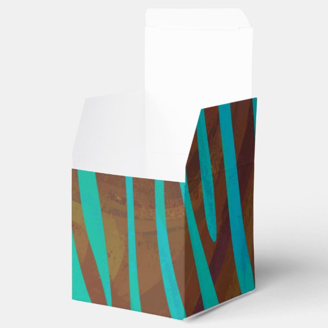 Zebra Brown und Aquamarin Print Geschenkschachtel (Geöffnet)