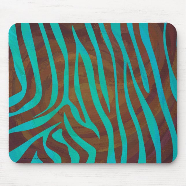 Zebra Brown und Aquamarin Print Mousepad (Vorne)