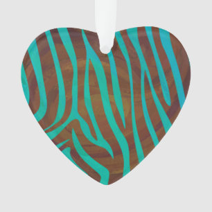 Zebra Brown und Aquamarin Print Ornament