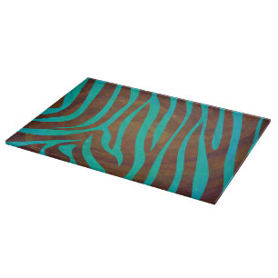 Zebra Brown und Aquamarin Print Schneidebrett