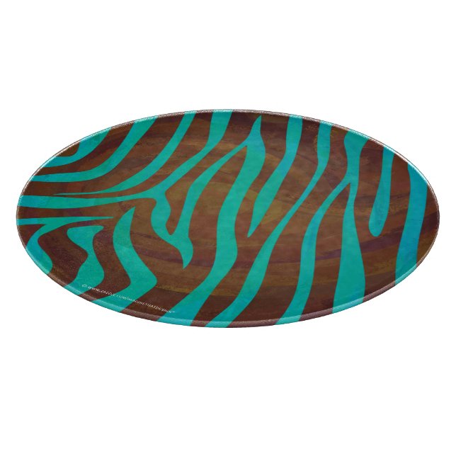 Zebra Brown und Aquamarin Print Schneidebrett (Ecke)