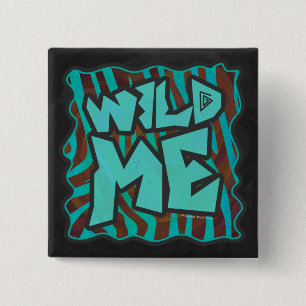 Zebra Brown und Aquamarin Wild Me Design Button