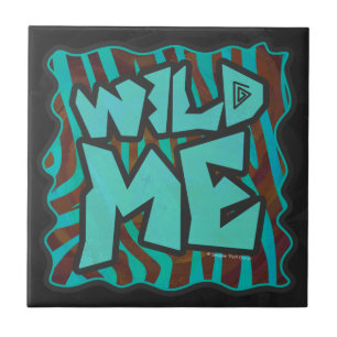 Zebra Brown und Aquamarin Wild Me Design Fliese