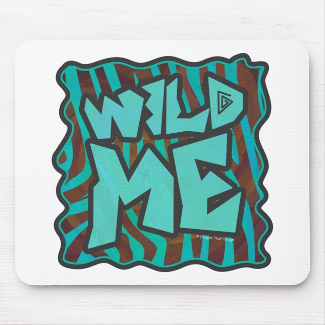 Zebra Brown und Aquamarin Wild Me Design Mousepad (Vorne)