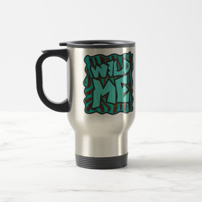 Zebra Brown und Aquamarin Wild Me Design Reisebecher (Links)