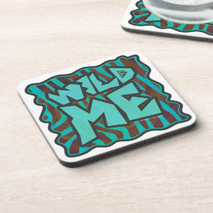 Zebra Brown und Aquamarin Wild Me Design Untersetzer