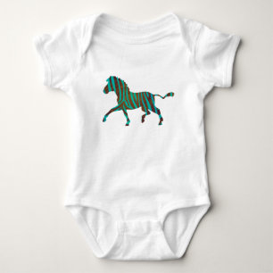 Zebra Brown und Aquamarine Print-Shirt Baby Strampler