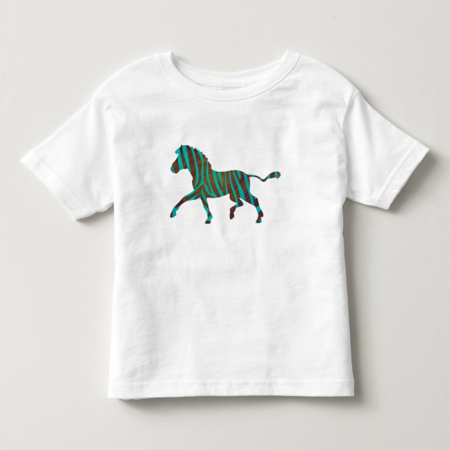 Zebra Brown und Aquamarine Print-Shirt Kleinkind T-shirt (Vorderseite)