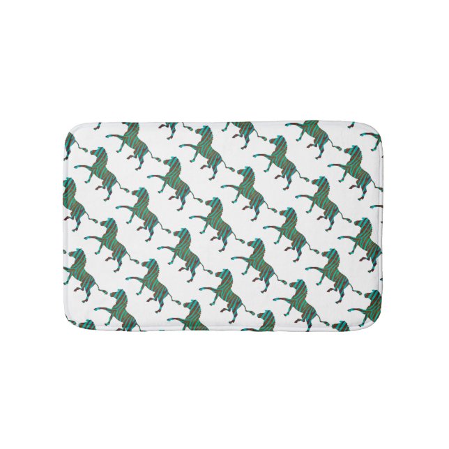 Zebra Brown und Aquamarine Print-Silhouette Badematte (Vorderseite)