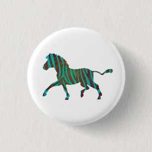 Zebra Brown und Aquamarine Print-Silhouette Button