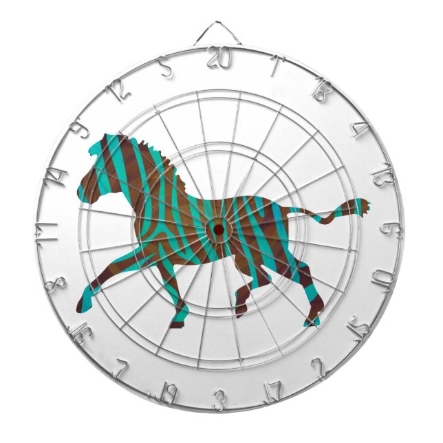 Zebra Brown und Aquamarine Print-Silhouette Dartscheibe (vorne)