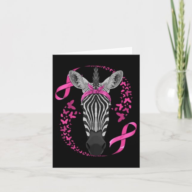 Zebra Brustkrebs-Bewusstsein Pink Bandana Krebs Karte (Vorderseite)